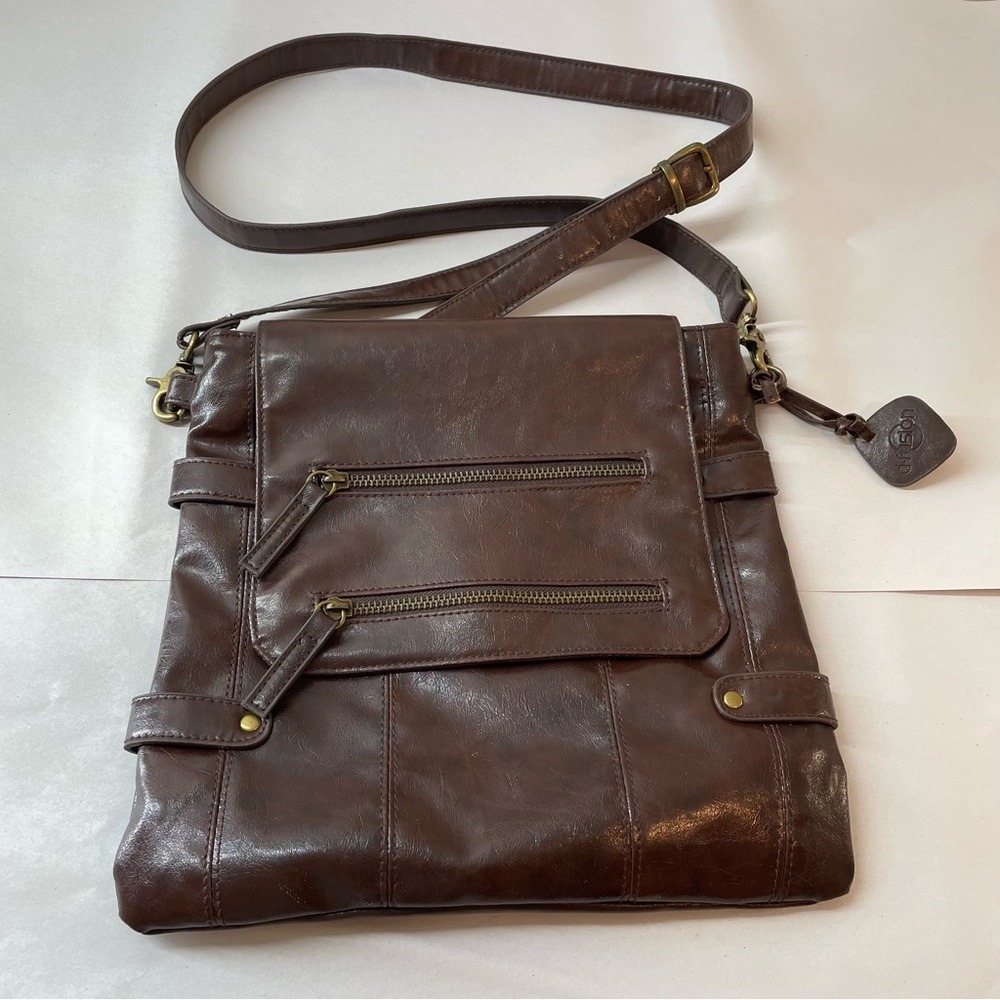 d-fusion Crossbody Bag Women‎ OS Brown Good Vegan Leather Multi Pocket Messenger